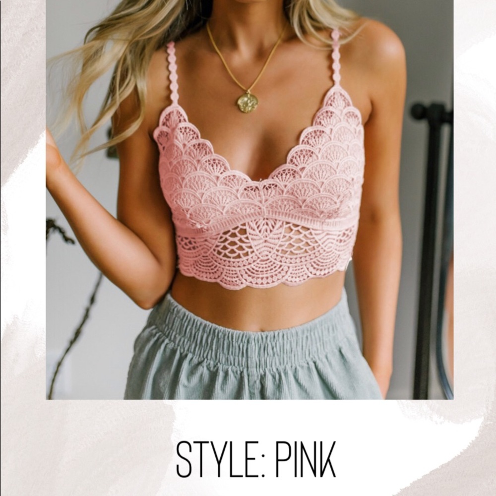 Pink Boho Lace Bralette